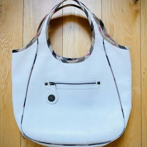 Burberry White and Plaid Shoulder Bag